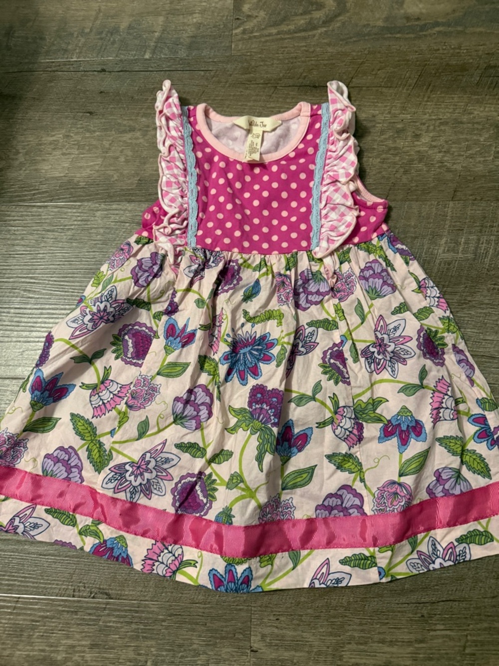 Matilda Jane Pink Floral Polka-Dot Ruffle Dress